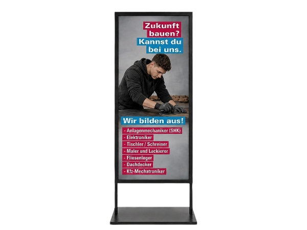 Careerdisplay mit der Ausbildungsanzeige eines Handwerksbetriebs